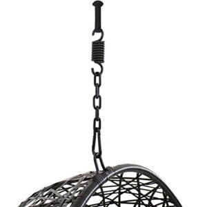 Sunnydaze Jackson Hanging Egg Chair - Resin Wicker - Modern All-Weather Construction - Outdoor Lounging Chair - Large Basket Style with Removable Gray Cushions
