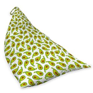 Lunarable Avocado Lounger Chair Bag, Pattern of Sliced Healthy Fruits Scattered, High Capacity Storage with Handle Container, Lounger Size, Lime Green White Brown