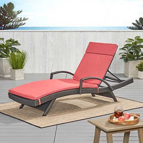 Christopher Knight Home Salem Outdoor Water Resistant Chaise Lounge Cushion, Red