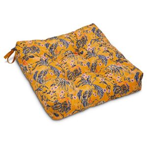 Vera Bradley by Classic Accessories Water-Resistant Patio Chair Cushions, 19 x 19 x 5 Inch, 2 Pack, Rain Forest Toile Gold, Chair Seat Cushions