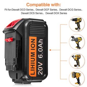 ARyee 6000mAh Battery Replacement for Dewalt 20 Volt MAX Lithium Ion Battery DCB205 DCB200 DCB206 DCB206-2 DCB204 DCB204BT-2 DCB203 DCB201 with LED Indicator (1)