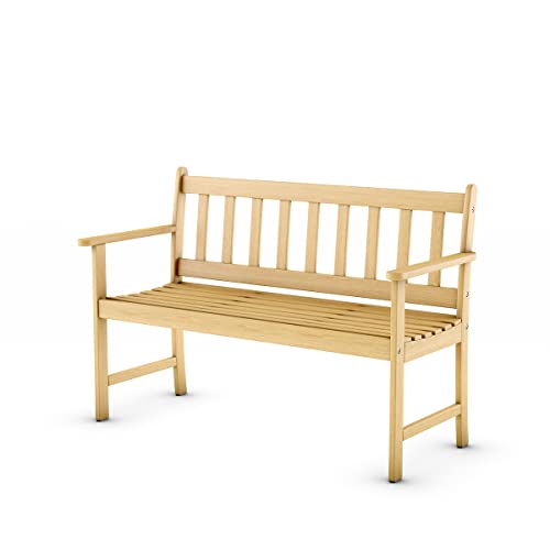 Amazonia Barcelona 2-Seat Patio Bench | Teak Finish | Durable and Ideal for Indoors and Outdoors, Light Brown