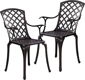 withniture aluminum patio chairs set of 2, all weather outdoor dining chairs with arms,patio dining chairs,patio seating outdoor chairs,for balcony, backyard, garden, bronze