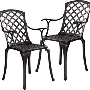 Withniture Aluminum Patio Chairs Set of 2, All Weather Outdoor Dining Chairs with Arms,Patio Dining Chairs,Patio Seating Outdoor Chairs,for Balcony, Backyard, Garden, Bronze