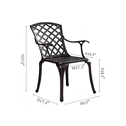 Withniture Aluminum Patio Chairs Set of 2, All Weather Outdoor Dining Chairs with Arms,Patio Dining Chairs,Patio Seating Outdoor Chairs,for Balcony, Backyard, Garden, Bronze