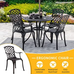 Withniture Aluminum Patio Chairs Set of 2, All Weather Outdoor Dining Chairs with Arms,Patio Dining Chairs,Patio Seating Outdoor Chairs,for Balcony, Backyard, Garden, Bronze