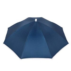 hunter’s tail uv umbrella hat, with umbrella fishing gardening folding umbrella one canopy, dark blue, 65cm blue