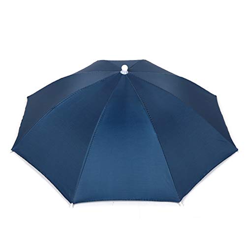 Hunter's Tail UV Umbrella Hat, with Umbrella Fishing Gardening Folding Umbrella One Canopy, Dark Blue, 65cm Blue