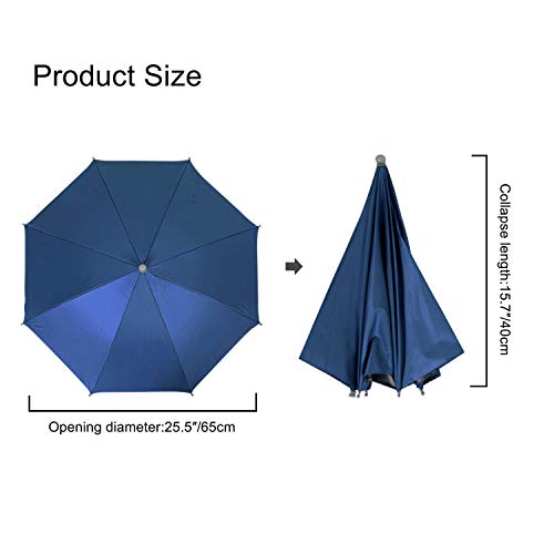 Hunter's Tail UV Umbrella Hat, with Umbrella Fishing Gardening Folding Umbrella One Canopy, Dark Blue, 65cm Blue