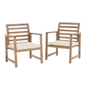 christopher knight home emilano outdoor acacia wood club chairs, 2-pcs set, natural stained / white