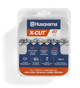 husqvarna x-cut sp33g 20 inch chainsaw chain.325″ pitch.050″ gauge, 80 drive links, highly durable, pre-stretched chainsaw blade replacement with superior lubrication and low kickback, gray