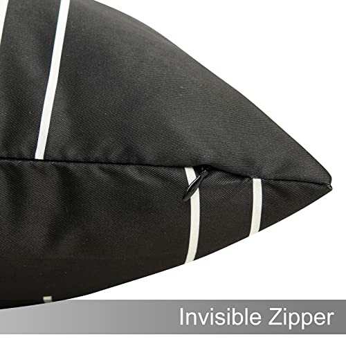 Adabana Set of 4 Outdoor Waterproof Throw Pillow Covers 18x18 Boho Decorative Pillows Case for Patio Furniture Garden(Black-Geometric)
