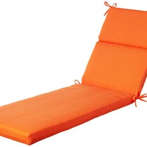 Pillow Perfect Pompeii Solid Indoor/Outdoor Patio Chaise Lounge Cushion Plush Fiber Fill, Weather and Fade Resistant, 72.5" x 21", Orange