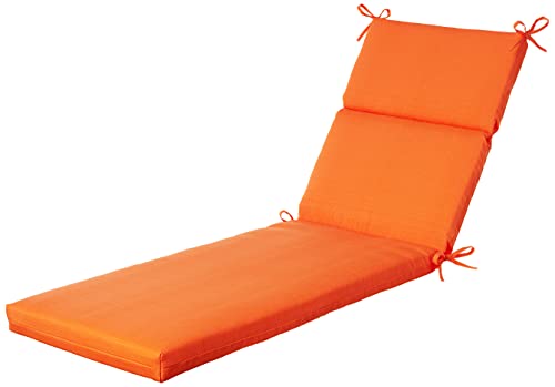 Pillow Perfect Pompeii Solid Indoor/Outdoor Patio Chaise Lounge Cushion Plush Fiber Fill, Weather and Fade Resistant, 72.5" x 21", Orange