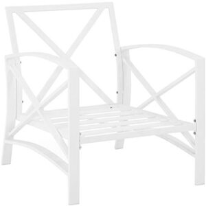 Crosley Furniture KO60007WH-NV Kaplan Outdoor Metal Arm Chair, White with Navy Cushions