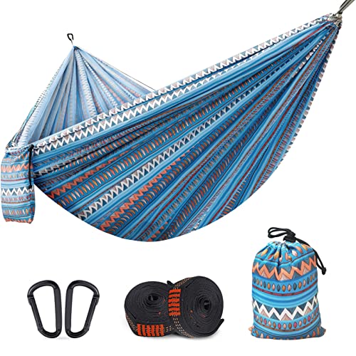 Travel Bird Camping Hammock Portable Double & Single Hammock, Outdoor Kids Hammock with 2 Tree Straps, Two Person Hammock Lightweight Hammock for Backpacking, Travel, Hiking, Beach, Camping Gear