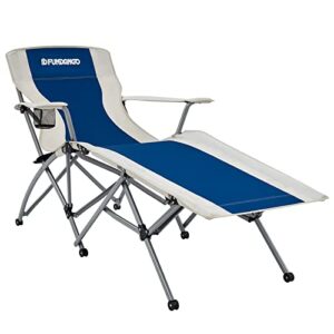 fundango outdoor lounge reclining camping chair, oversized, blue/beige