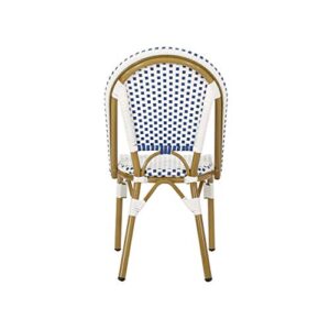 Christopher Knight Home Philomena Outdoor French Bistro Chair (Set of 2), Blue + White + Bamboo Print Finish