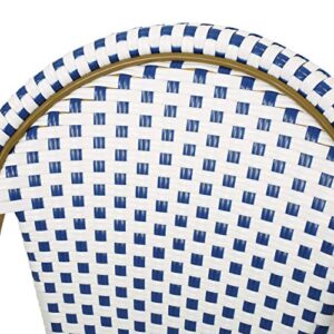 Christopher Knight Home Philomena Outdoor French Bistro Chair (Set of 2), Blue + White + Bamboo Print Finish