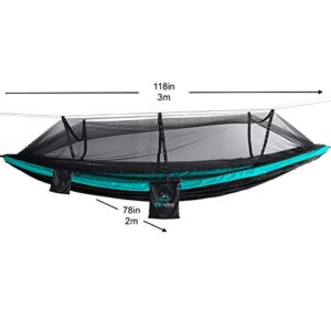 FE Active Outdoor Camping Hammock - Double Hammock for Adults, Removable Mosquito Net, Lightweight, Portable Hammock Tent for Camping, Travel, Backpacking w/Adjustable Straps | Designed in The USA