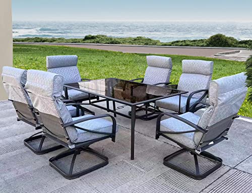 Leaptime Outdoor Furniture Iron Gray Cushion 7-Piece Garden Couch Chair Set