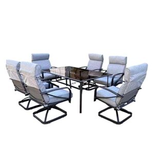 Leaptime Outdoor Furniture Iron Gray Cushion 7-Piece Garden Couch Chair Set