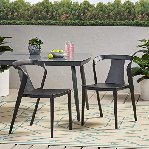 Christopher Knight Home Ianthe Outdoor Dining Chair (Set of 2), Black