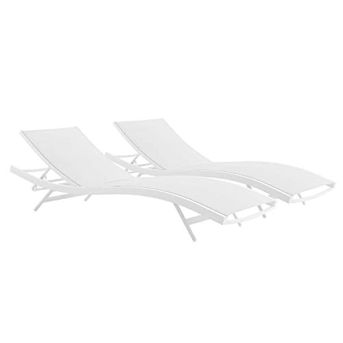 Modway EEI-4038-WHI-WHI Glimpse Outdoor Patio Mesh Chaise Lounge Set of 2, White White