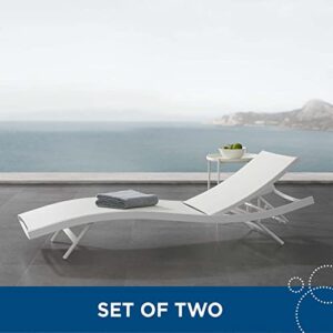 Modway EEI-4038-WHI-WHI Glimpse Outdoor Patio Mesh Chaise Lounge Set of 2, White White