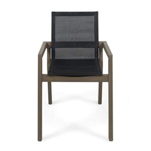 Christopher Knight Home 305156 Jimmy Outdoor Acacia Wood and Mesh Dining Chairs (Set of 2), Gray Finish