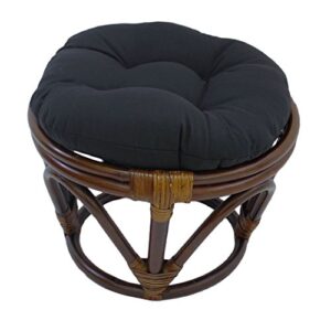 blazing needles solid twill round footstool cushion, 18″, black