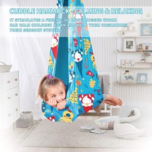 Gumatea Sensory Swing for Kids and Adults Indoor Therapy Swing for Autistic Children Cuddle Swing Christmas Pattern Kids Hammock Swing with Autism , ADHD, Aspergers, Sensory Integration