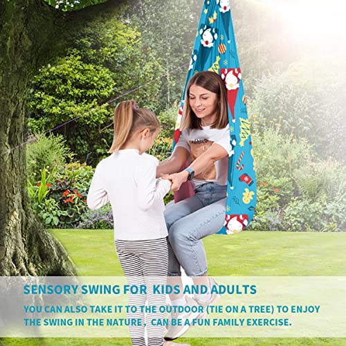 Gumatea Sensory Swing for Kids and Adults Indoor Therapy Swing for Autistic Children Cuddle Swing Christmas Pattern Kids Hammock Swing with Autism , ADHD, Aspergers, Sensory Integration
