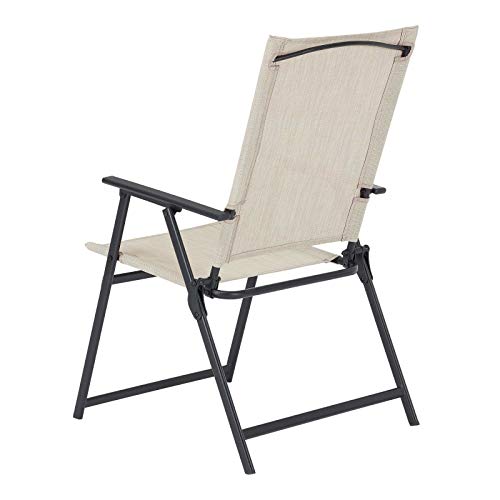 Mainstays Greyson Square Set of 2 Outdoor Patio Steel Sling Folding Chair - Beige