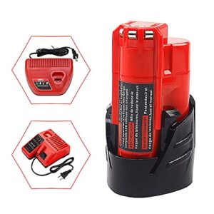 waitley 2 Pack 12V 3.0Ah Replacement Battery Compatible with Milwaukee M12 3Ah 48-11-2401 Li-Ion Battery 48-11-2420 48-11-2411 48-11-2440 48-11-2402 Tools