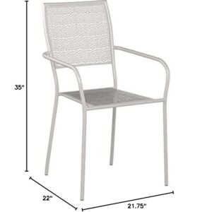 Flash Furniture Commercial Grade Light Gray Indoor-Outdoor Steel Patio Arm Chair with Square Back