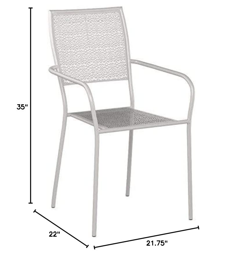 Flash Furniture Commercial Grade Light Gray Indoor-Outdoor Steel Patio Arm Chair with Square Back