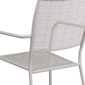 Flash Furniture Commercial Grade Light Gray Indoor-Outdoor Steel Patio Arm Chair with Square Back