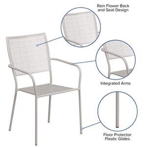 Flash Furniture Commercial Grade Light Gray Indoor-Outdoor Steel Patio Arm Chair with Square Back