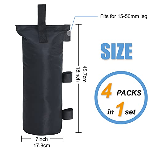 HLong Canopy Weights Bags, Sand Bags for Pop Up Canopy Tent (7''x18'', Black) …