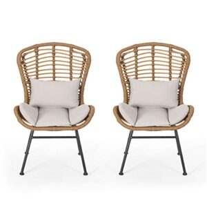 great deal furniture qearl outdoor club chairs (set of 2), light brown and beige