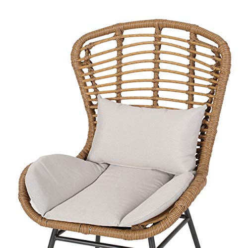 Great Deal Furniture Qearl Outdoor Club Chairs (Set of 2), Light Brown and Beige