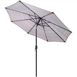 Sunnydaze 9-Foot Outdoor Patio Umbrella with Push Button Tilt and Crank - Aluminum Pole with Polyester Canopy - Awning Stripe