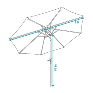 Sunnydaze 9-Foot Outdoor Patio Umbrella with Push Button Tilt and Crank - Aluminum Pole with Polyester Canopy - Awning Stripe