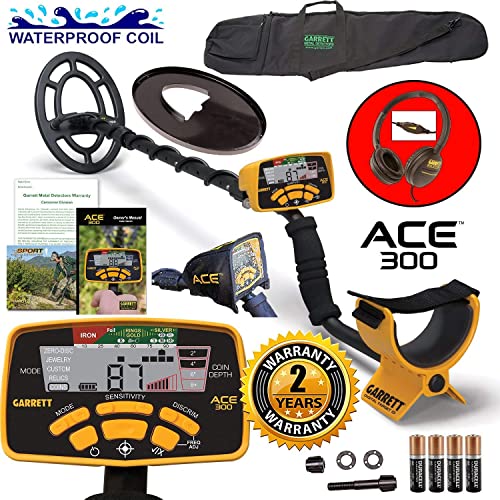 Garrett ACE 300 Metal Detector with Waterproof Search Coil and Carry Bag