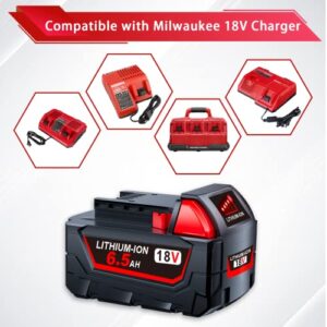 GROWFEAT 4-Pack 6.5Ah 18V Battery Replacement for Milwaukee M-18 Battery, Compatible with Milwaukee Battery 18V Charger and Tools