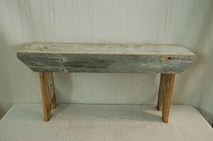 rustic 3 foot barnwood bench. this country bench seats varies in width from 8 – 10″ and stands 16″ off ground. made from antique barnwood in excess of 100 years old. this rustic primitive bench is a great addition to your home and garden landscape design.