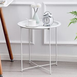 gadnrm side table, outdoor side table ， sofa end table indoor accent table round metal coffee table ，waterproof removable tray table