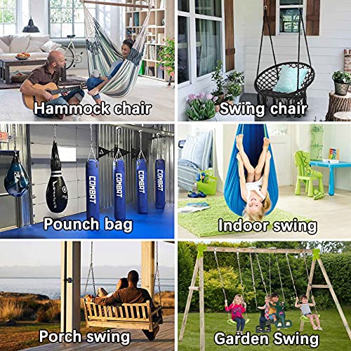 weiatas Hammock Chair Hanging Hardware Kit with Chain and Spring, Heavy Duty Porch Swing Hanger, 360 Swivel Ceiling Hooks for Punching Bag,Gym (Screw)