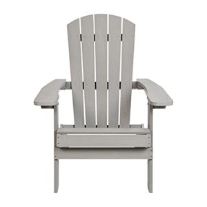 Flash Furniture Charlestown Folding Adirondack Chair - Gray - Poly Resin - Indoor/Outdoor - Weather Resistant - Set of 4